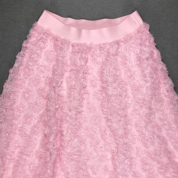CATO 3D Rose Petal Mesh Midi Skirt Sz M Pink Elegant Fairy Goth Barbie Romantic - Picture 4 of 14